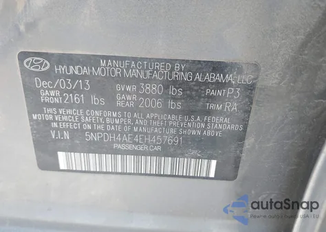 2014 Hyundai Elantra Se z USA, uszkodzony, nr VIN 5NPDH4AE4EH457691